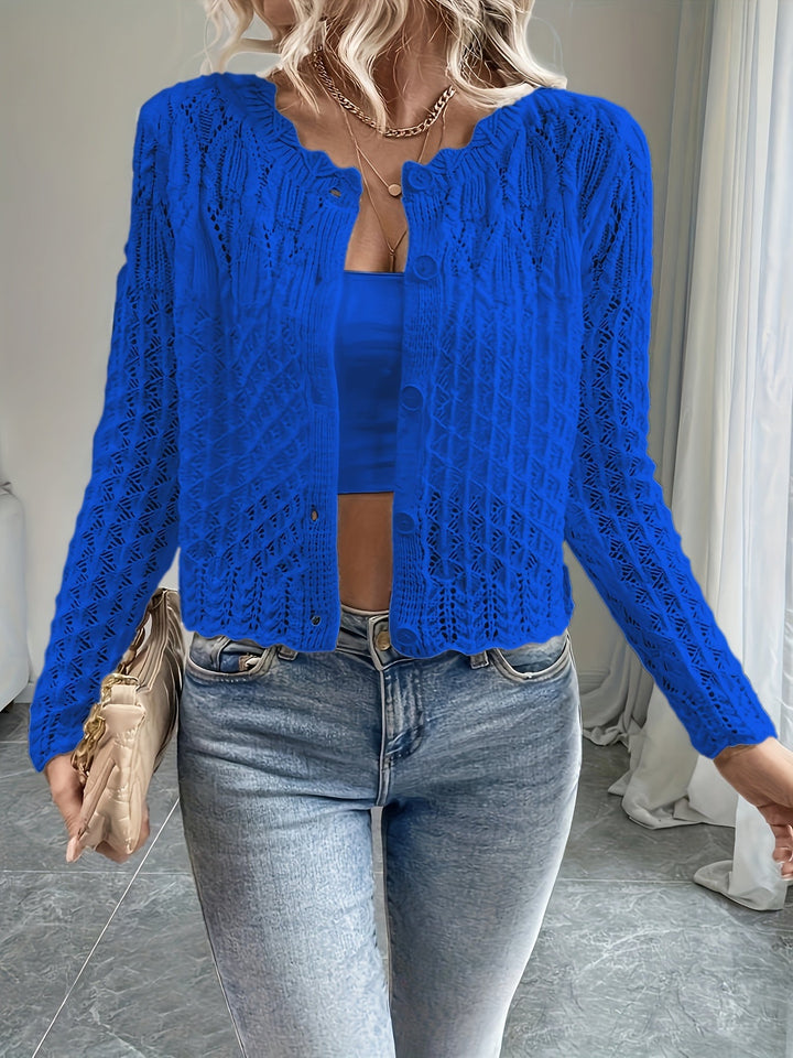 Kalila - Cardigan chic tricoté ajouré avec boutons
