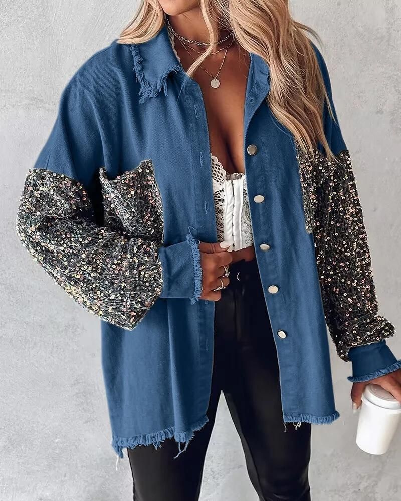 Lindsey - Veste décontractée et élégante avec manches à sequins