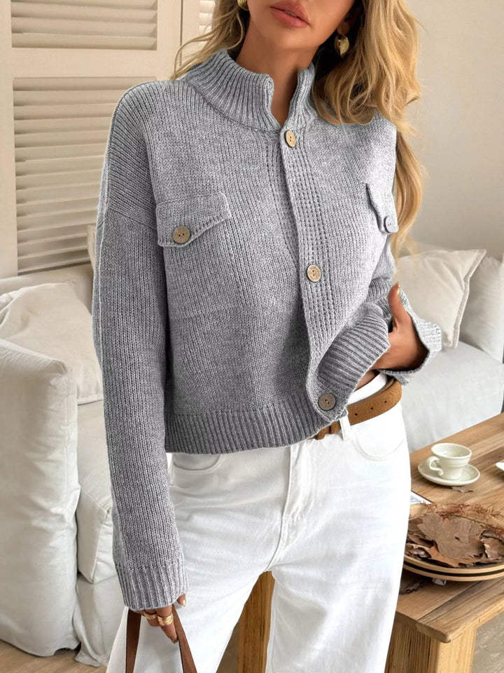 Vespera - Cardigan court cosy en maille avec boutons