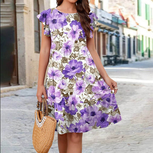 Vylette - Robe élégante fleurie à manches volantées