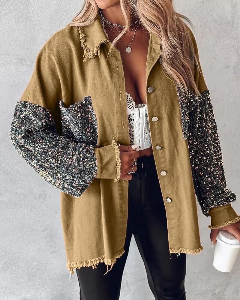Lindsey - Veste décontractée et élégante avec manches à sequins
