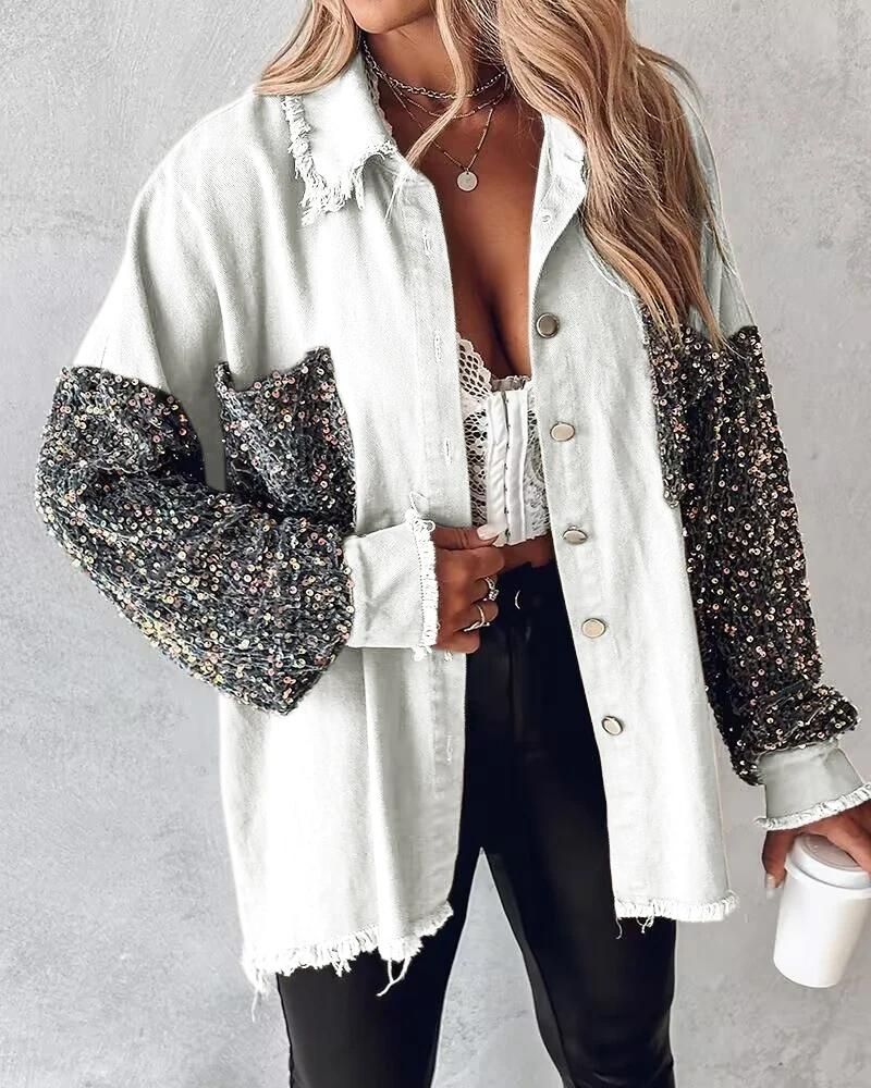 Lindsey - Veste décontractée et élégante avec manches à sequins