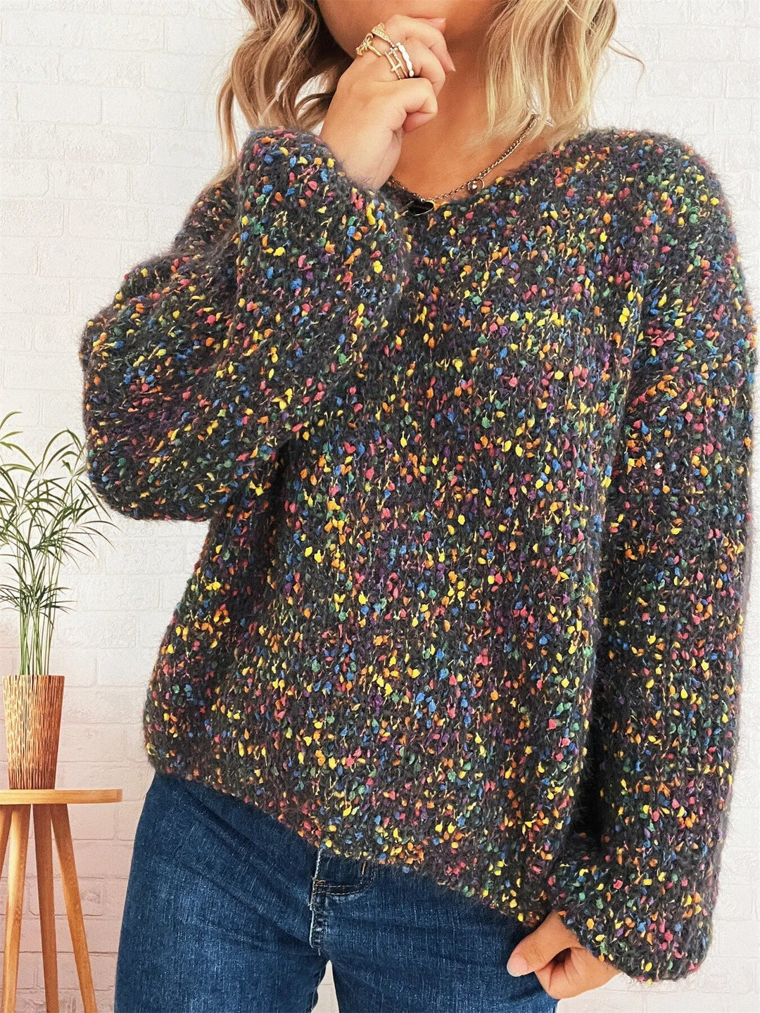 Karina - Pull confortable en maille colorée à manches longues