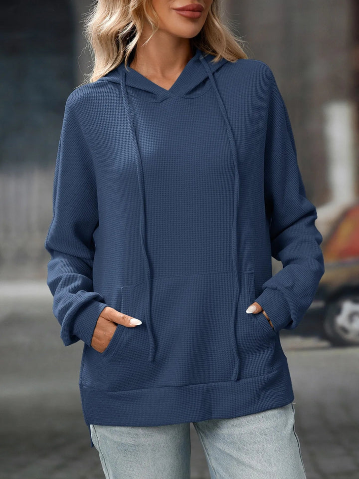 Thalina - Veste hoodie décontractée texturée avec cordon ajustable