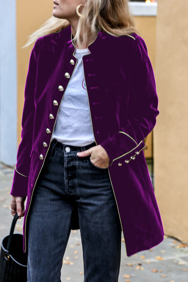 Della - Manteau élégant et douillet en velours à double boutonnage