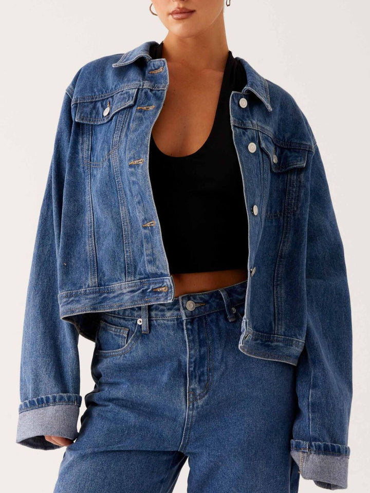 Eunice - Veste en jean oversize courte boutonnée