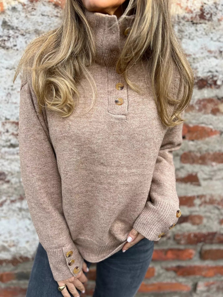 Yarissa - Pull Col Roulé Ample et Chaud