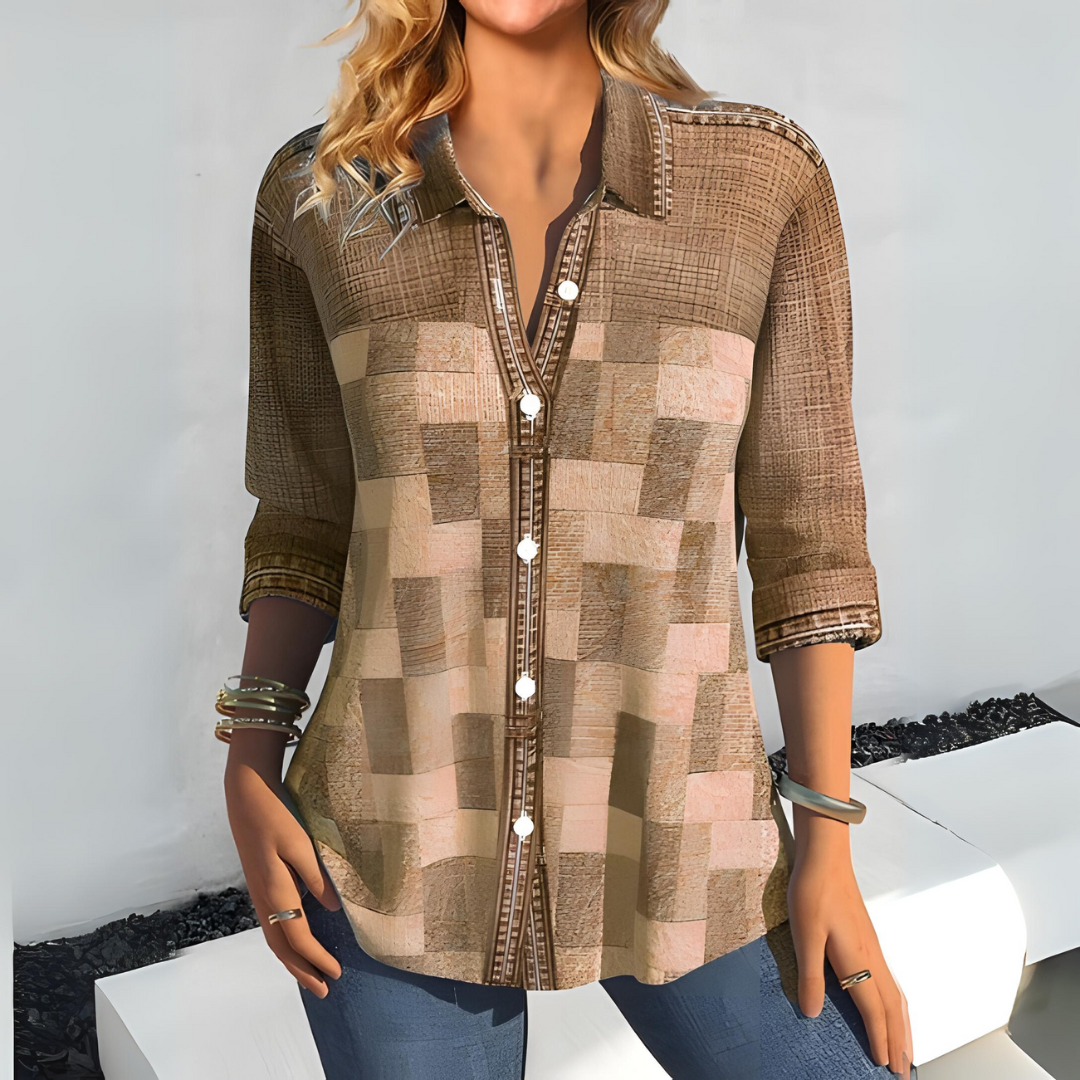 Zyrille - Blouse élégante boutonnée à carreaux