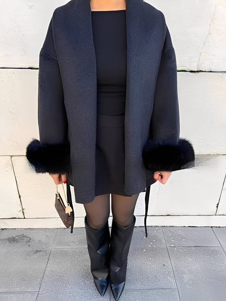 Kamila - Manteau long élégant effet fourrure