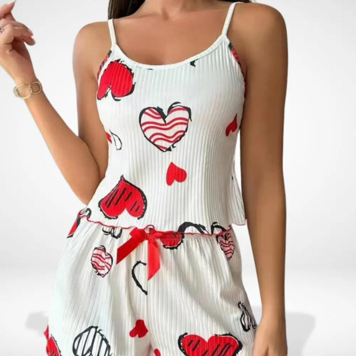 Ensemble loungewear à cœurs contrastés pour Femme – Carey