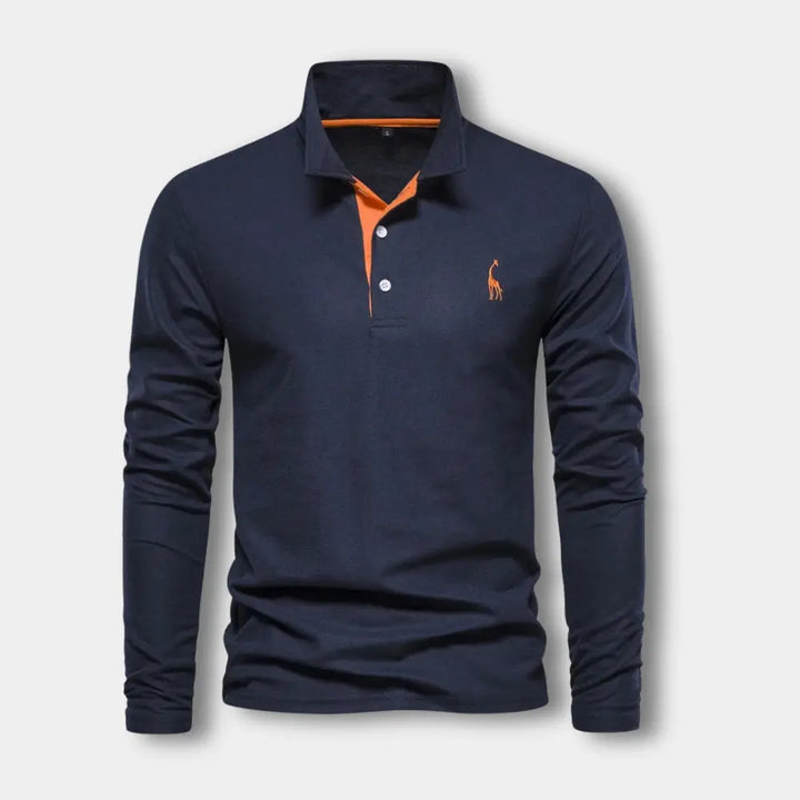 Polo manches longues avec col ouvert contrasté pour Homme – Spence