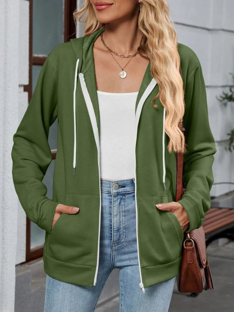 Urielle - Veste hoodie élégante avec cordon ajustable et zip