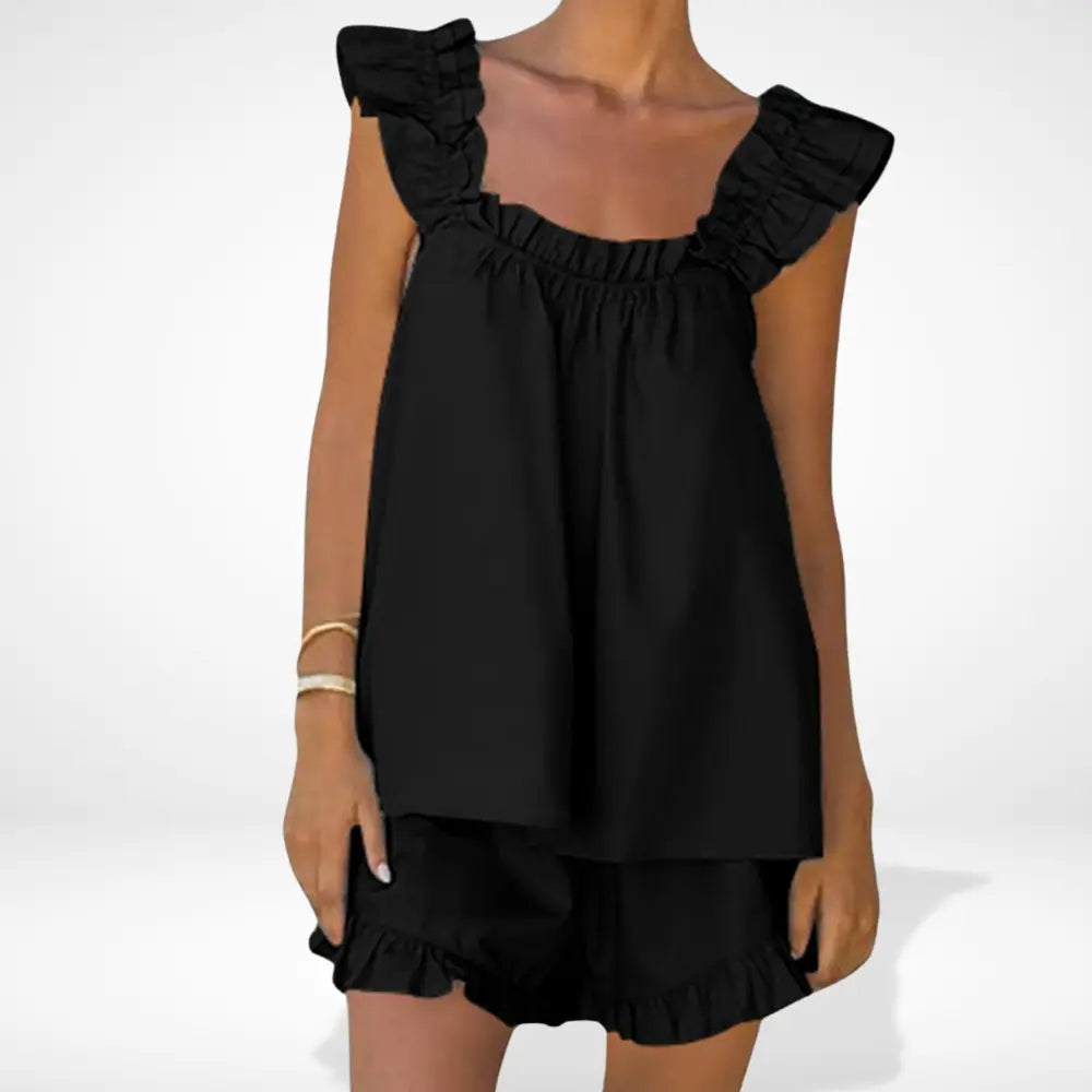 Ensemble de détente à volants délicats pour femmes – Nita