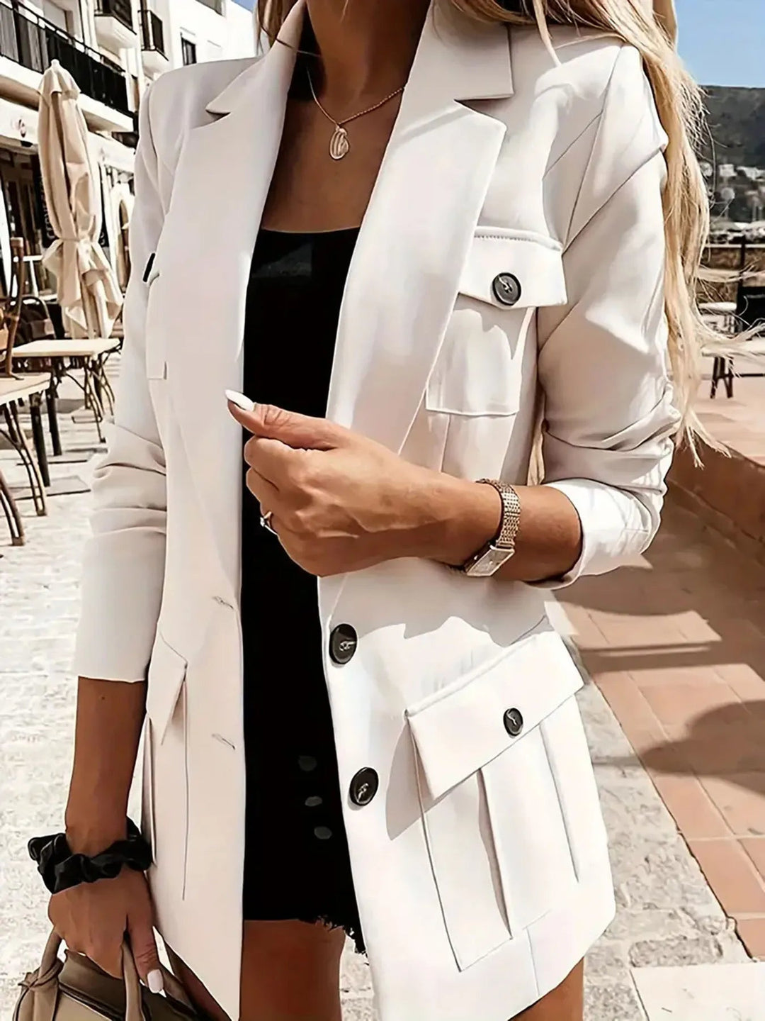 Evarine - Blazer élégant à manches longues avec col à revers