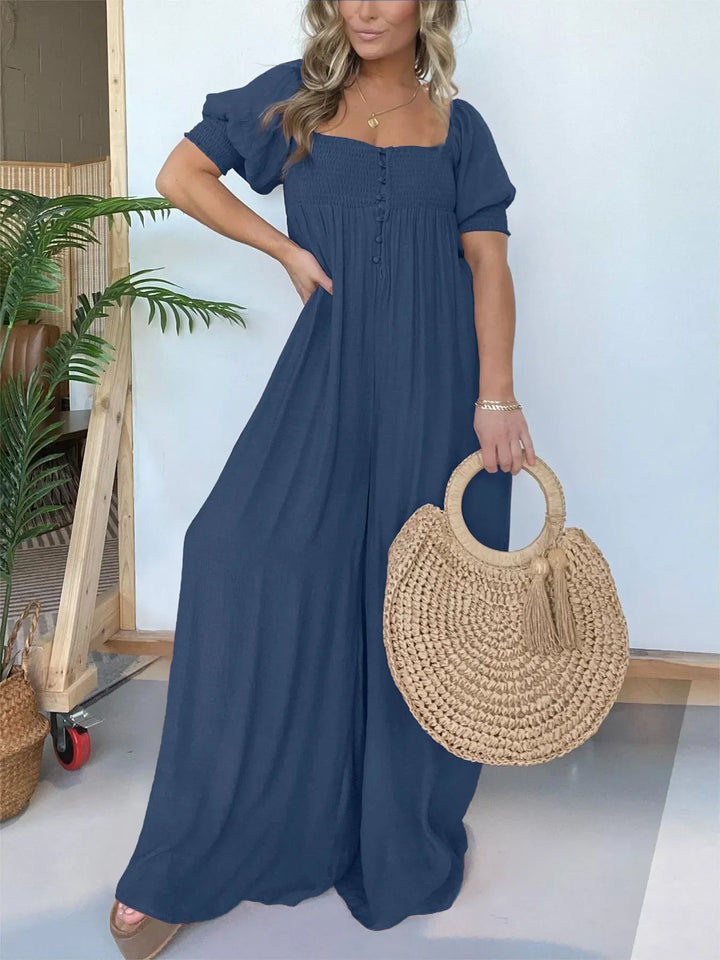 Nadia | Robe de femme avec corsage smocké Bouton