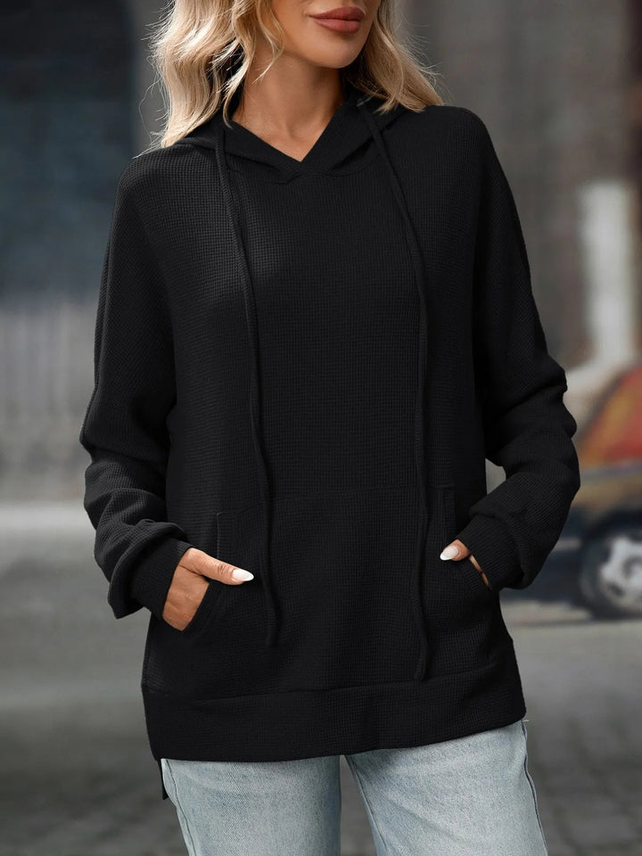 Thalina - Veste hoodie décontractée texturée avec cordon ajustable