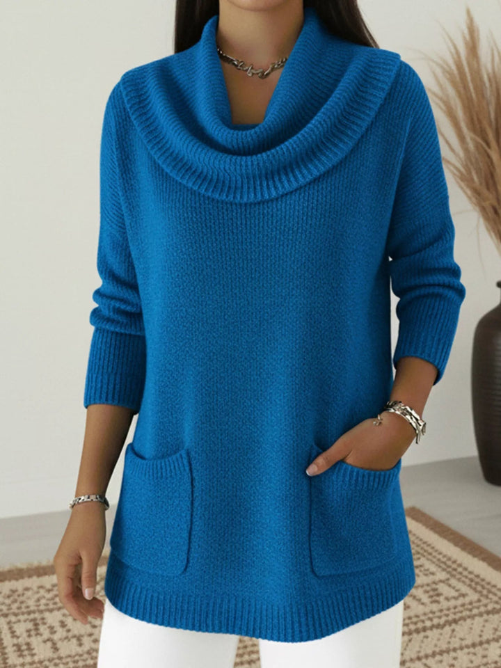 Violeta - Pull élégant à col bénitier et manches longues avec poches