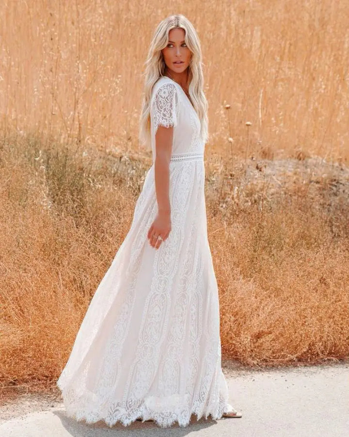 Femme Blanche Maxi Robe de plage – Taline
