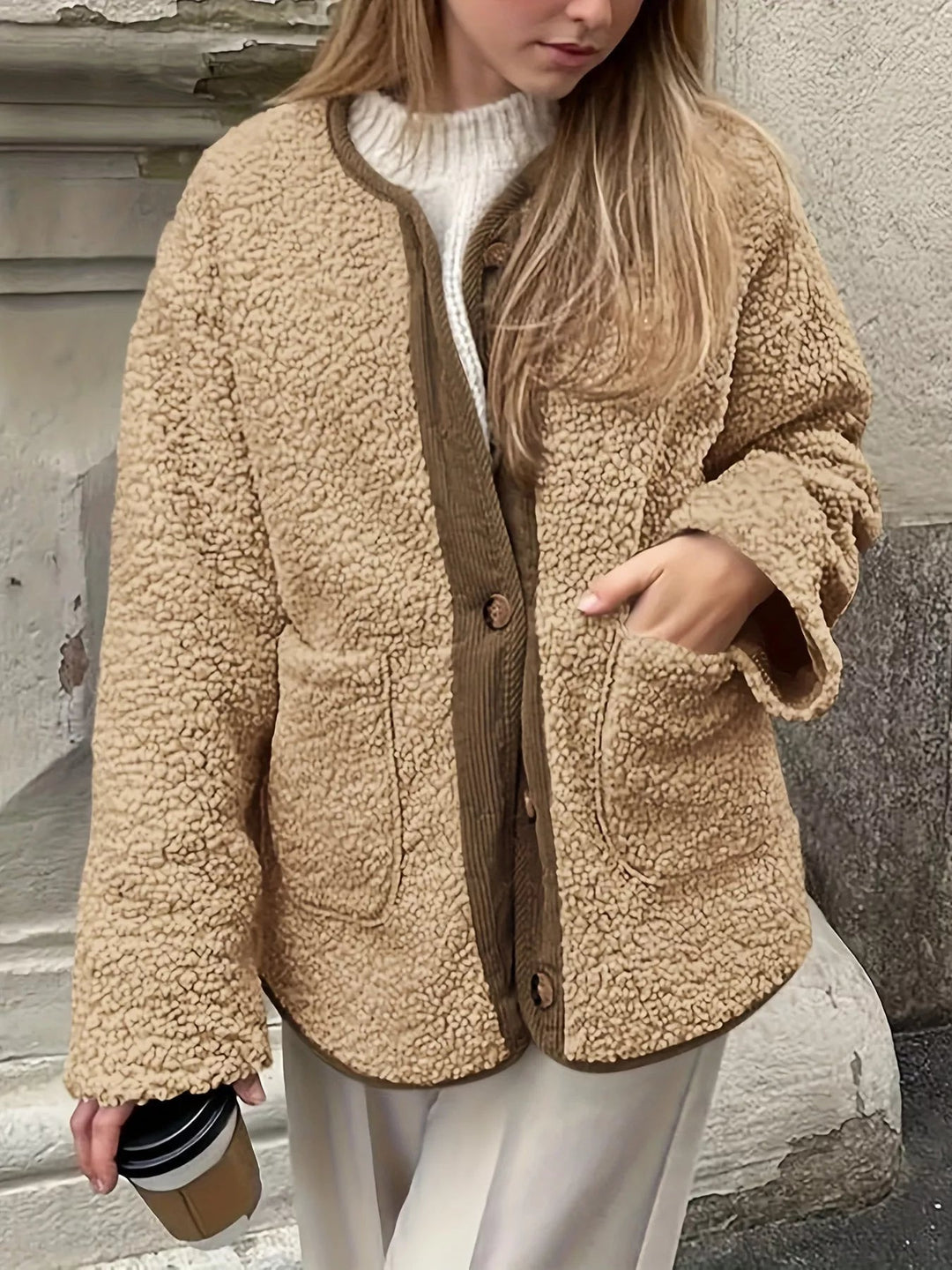 Rhiana - Cardigan Élégant Ample et Chaud en Polaire
