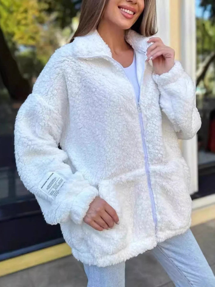 Claira - Veste zippée en polaire sherpa oversize stylée