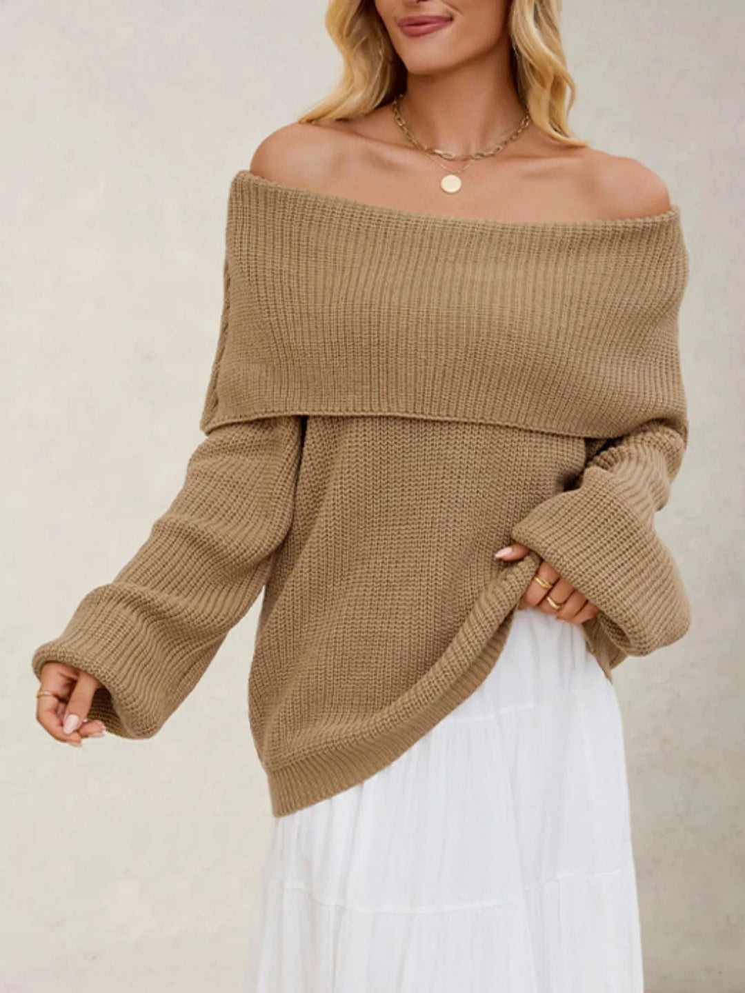 Xelaria - Pull élégant oversize à manches longues avec col