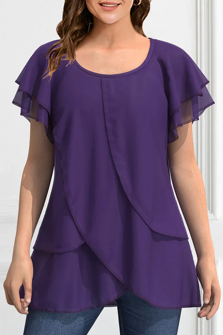 Alana - Blouse décontractée élégante à manches courtes avec volants