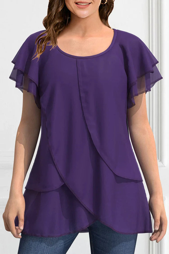 Alana - Blouse décontractée élégante à manches courtes avec volants