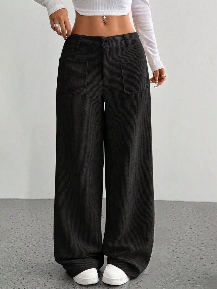 Maisy - Pantalon en velours côtelé à jambes larges élégant