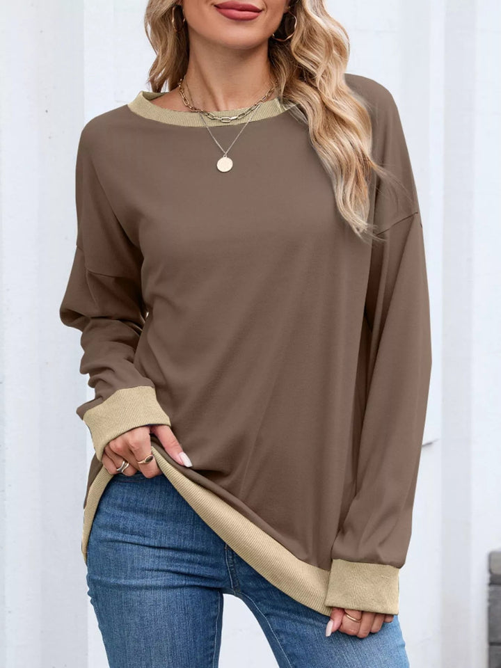 Danette - Sweat Décontracté à Manches Longues avec Finitions Contrastées