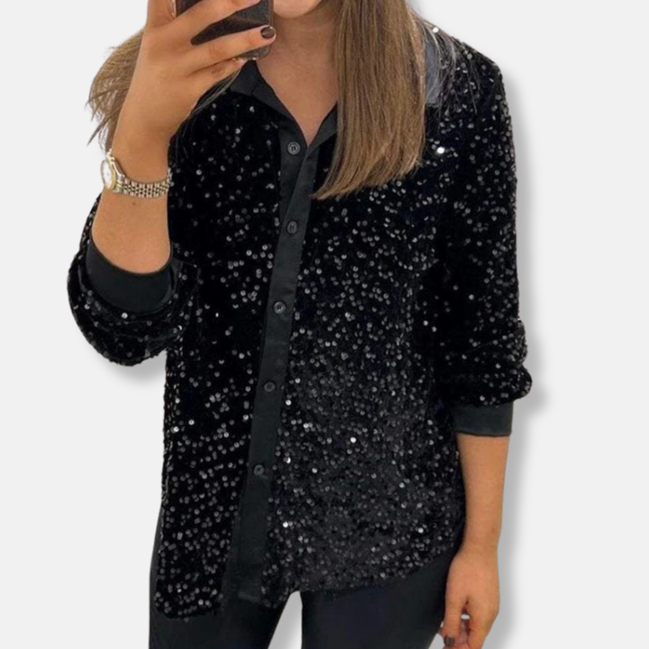 Blythe - Chemise élégante à sequins boutonnée à manches longues