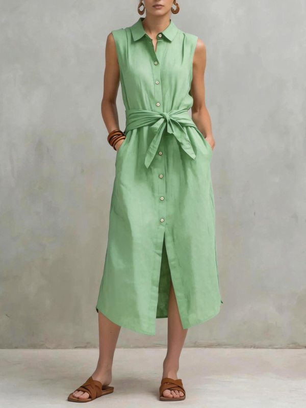 Lucie - Robe sans manches décontractée et élégante, à nouer à la taille