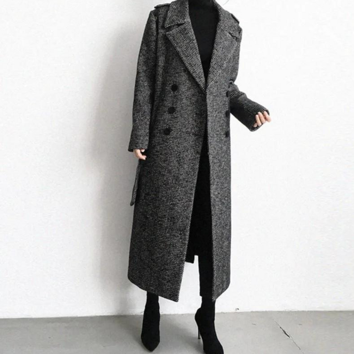 Reshma | Manteau Long En Laine À Carreaux Pour Femmes