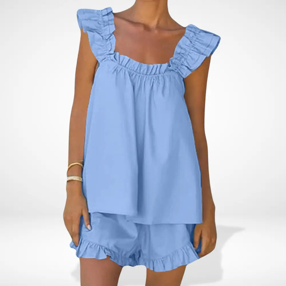 Ensemble de détente à volants délicats pour femmes – Nita