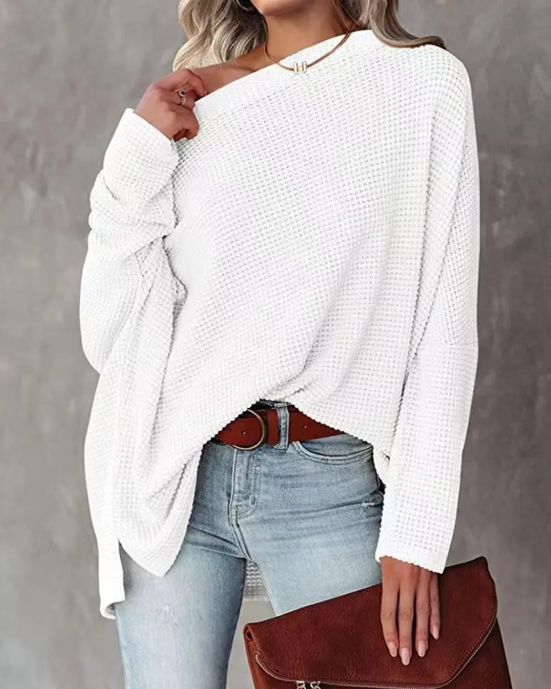 Madalyn - Pull ample en maille épaules dénudées