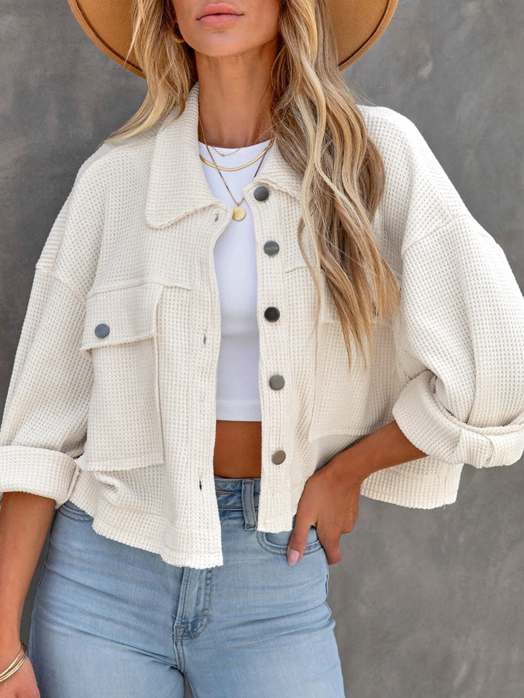 Colette - Veste Décontractée Ample à Manches Longues Boutonnée