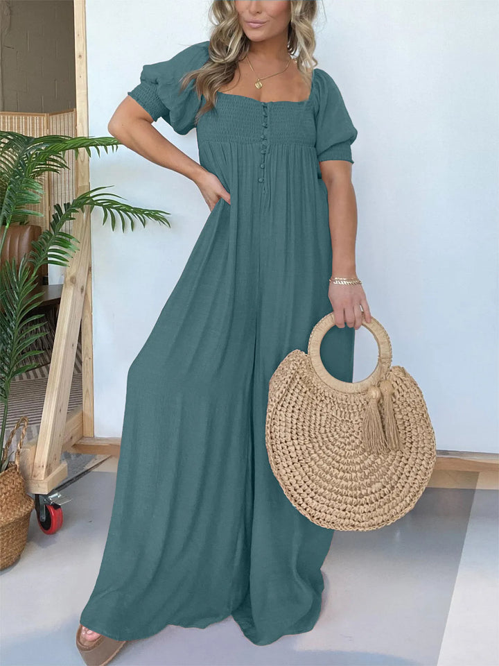 Nadia | Robe de femme avec corsage smocké Bouton