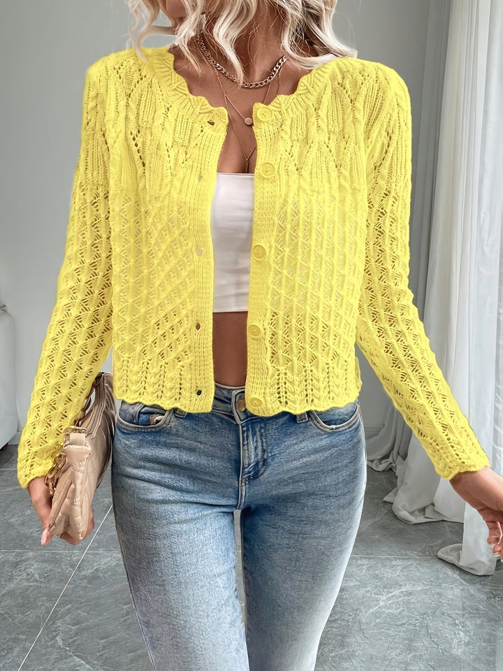 Kalila - Cardigan chic tricoté ajouré avec boutons