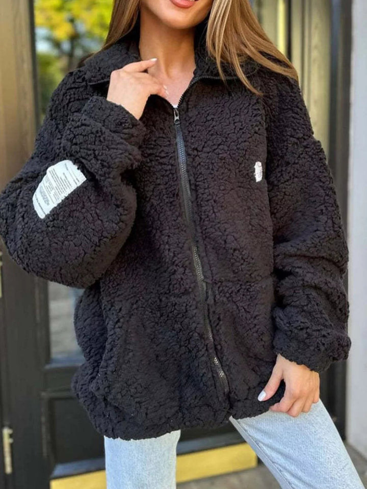 Claira - Veste zippée en polaire sherpa oversize stylée