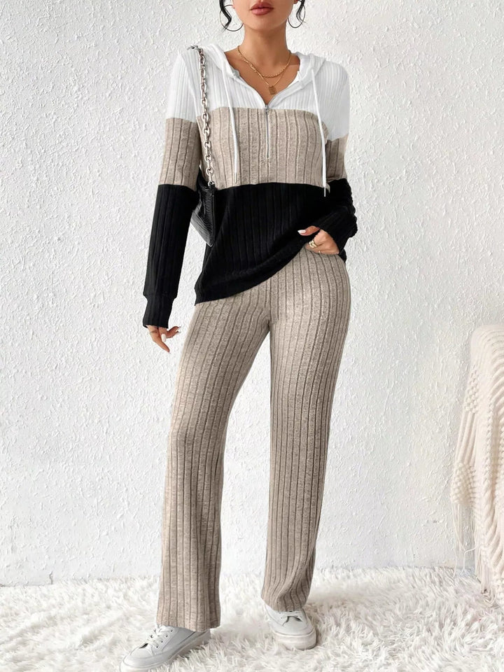 Dahlia - Ensemble Élégant Hoodie à Demi-Zip et Pantalon