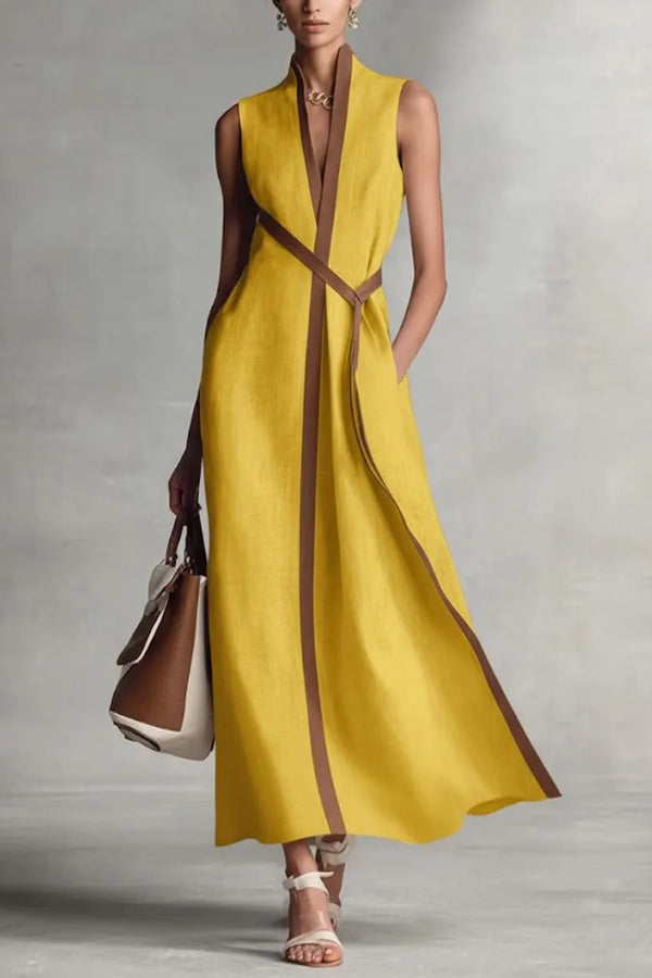 Jennifer - Robe longue ample élégante sans manches à col en V