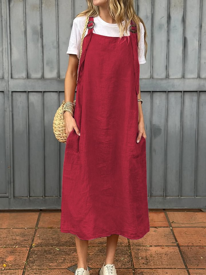 Vilania - Robe longue décontractée ample à bretelles réglables