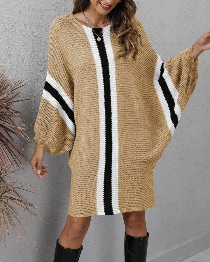 Celestine - Robe pull ample élégante en maille côtelée