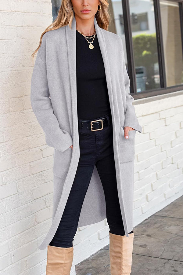 Falynn - Manteau cardigan long à manches longues ample avec poches