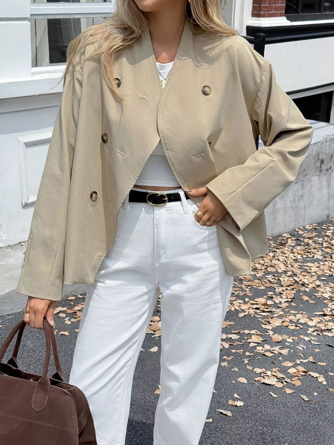 Rhoda - Manteau Élégant Croisé à Manches Longues