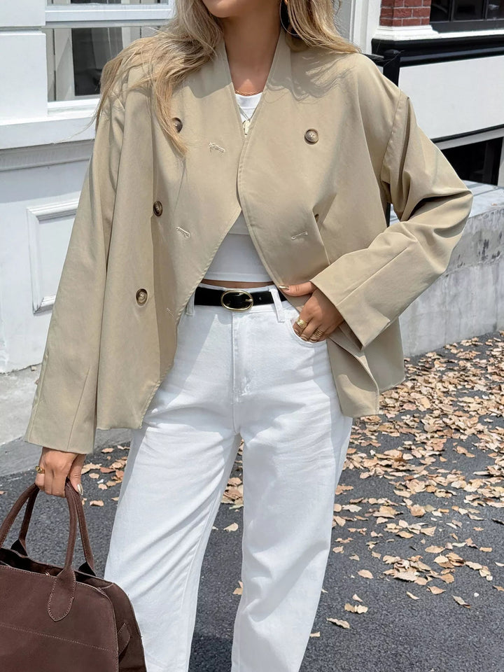 Rhoda - Manteau Élégant Croisé à Manches Longues