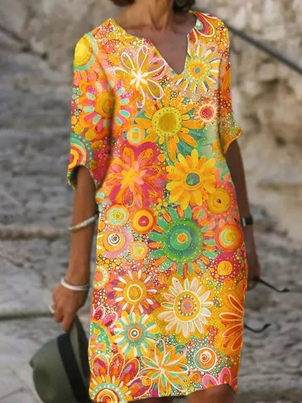 Jelissa | Robe imprimée florale avec encolure en V