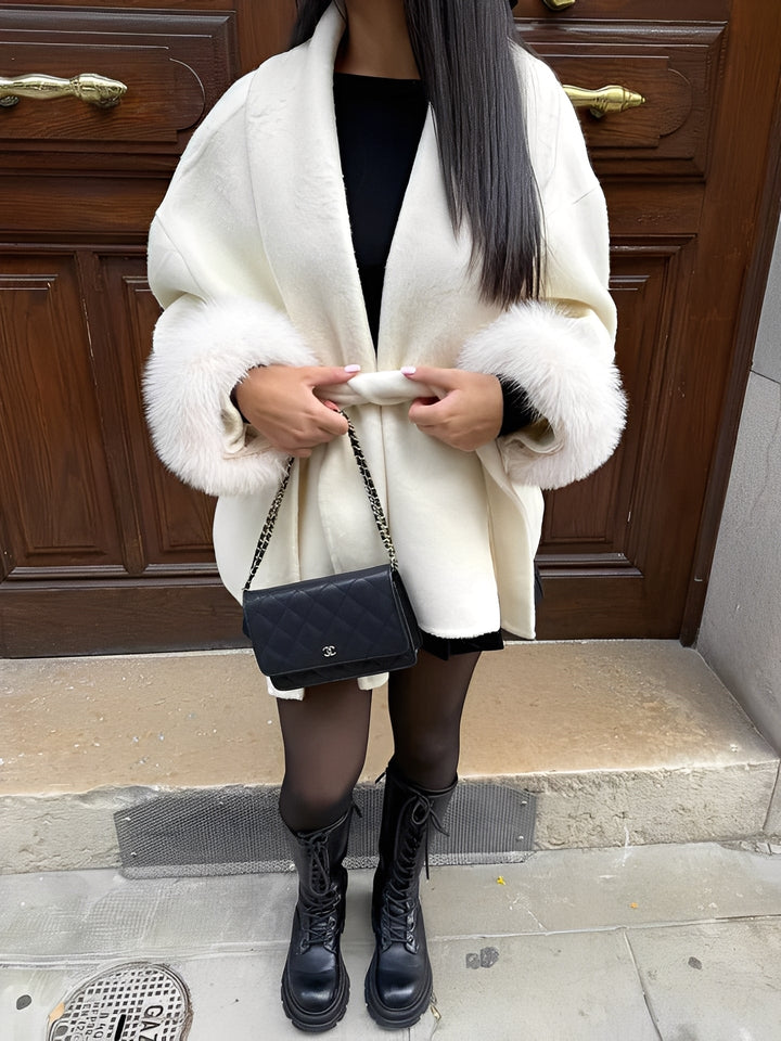 Kamila - Manteau long élégant effet fourrure