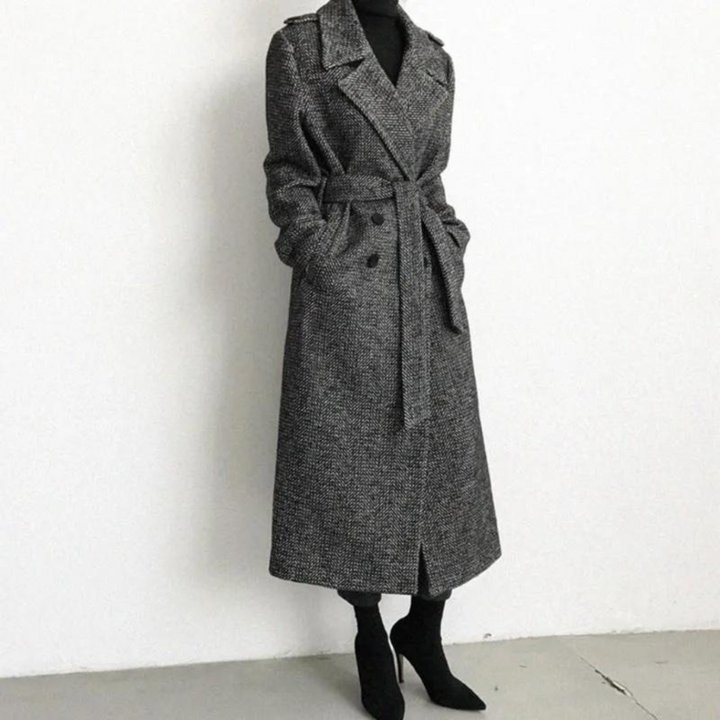Reshma | Manteau Long En Laine À Carreaux Pour Femmes