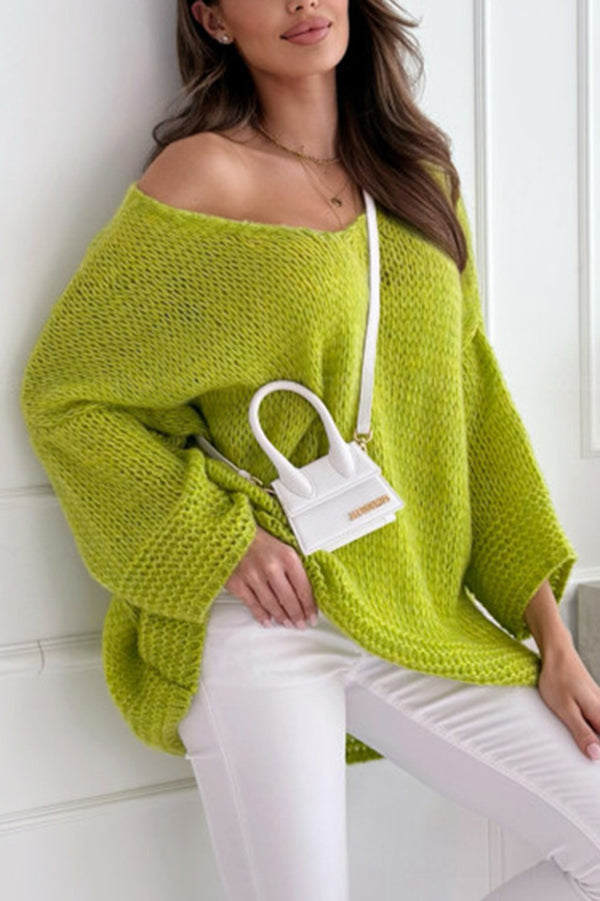 Gia - Pull décontracté chic en maille à col V ample