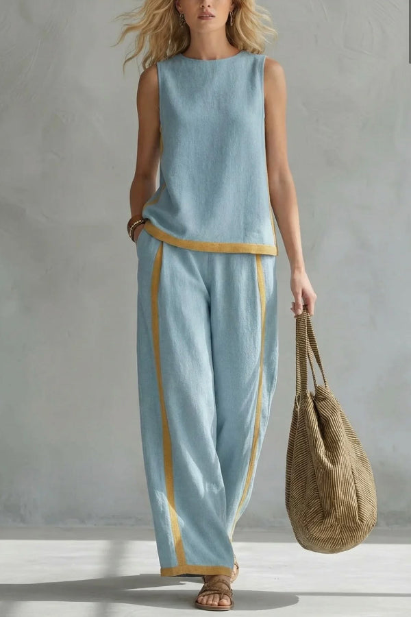 Aireen - Ensemble décontracté top sans manches ample et pantalon large